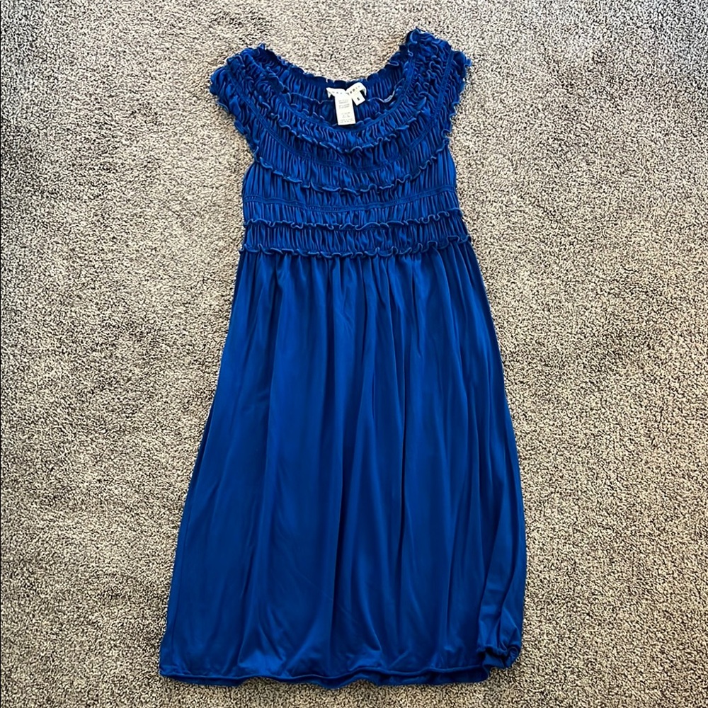 Max Studio Blue Sleeveless Flutter Sundress